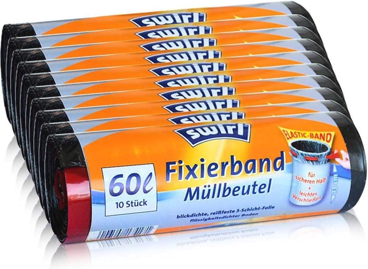Vuilniszakken 60 liter - Set van 10 Stuks Met Stevige Fixeertape