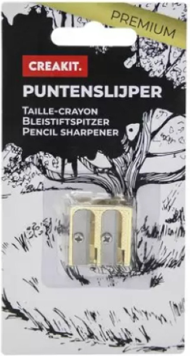 CREAKIT. Dubbele Puntenslijper – Electroplating – Krasbestendig – Potloodslijper – Slijper – Metaal