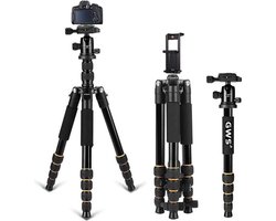 GWS Q666 Trépied pour appareil photo professionnel Trépied de voyage / trépied photo universel pour Nikon photo reflex en aluminium Canon Nikon Sony - Zwart 156cm Trépied et monopode Q666