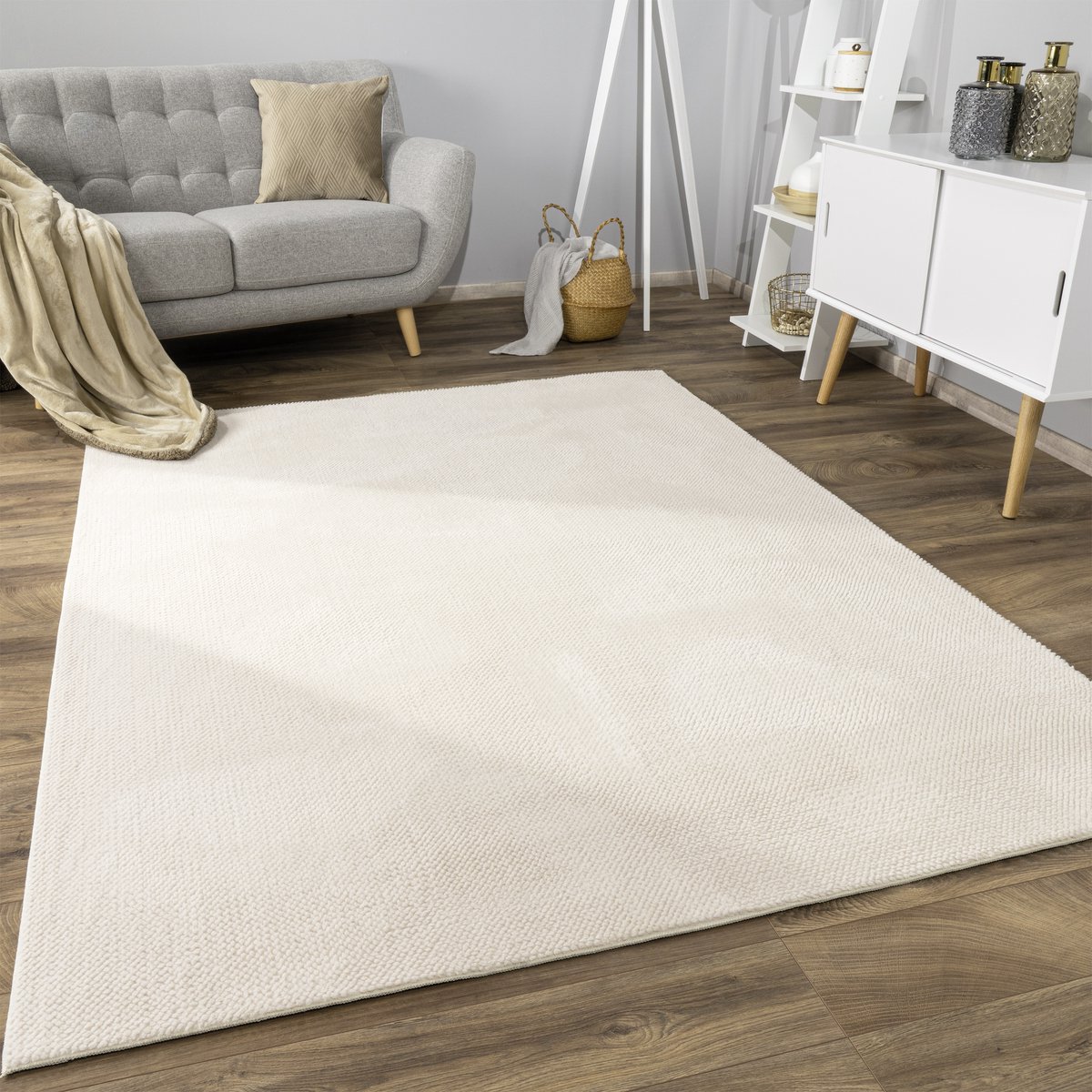 Paco Home Hoogpolig Vloerkleed Woonkamer Shaggy Wasbaar In Wasmachine Zacht Wit, Maat:60x90 cm