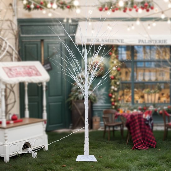 Arbre lumineux, à LED blanc chaud, aspect bouleau, avec minuterie, câble d' alimentation de 10 m, pour intérieur et extérieur, blanc/noir, hauteur : 180 cm, 200 LEDs Arbre lumineux, à LED blanc chaud, aspect bouleau, avec minuterie, câble d' alimentation de 10 m, pour intérieur et extérieur, blanc/noir, hauteur : 180 cm, 200 LEDs