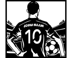 Voetbal Wall Art met Eigen Naam en Rugnummer -- Art by Cutting Edge Design Football Decor Sport Wanddecoratie Muurdecoratie Woonkamer Slaapkame Hout Favoriete Voetballer Ster Kinderkamer Jongen Enfant Footballeur Goal Keeper Kerst Sinterklaas Noel