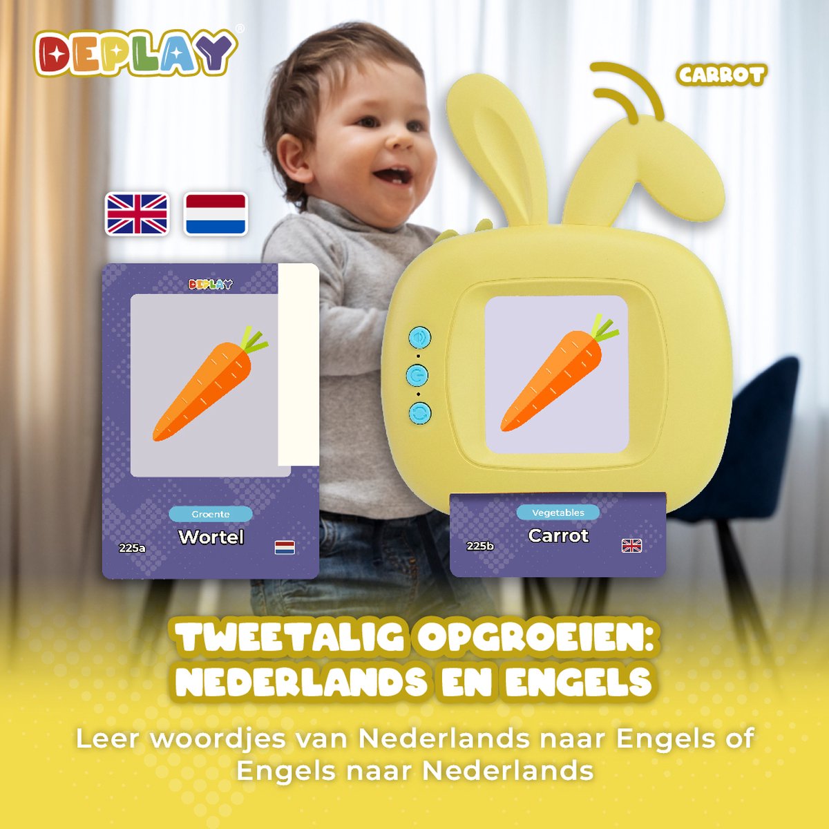 DEPLAY Praatkaarten - Het Spel om Nederlandse en Engelse Woordjes te Leren - Flashcards - Montessori Speelgoed - Educatief Speelgoed — afbeelding 4