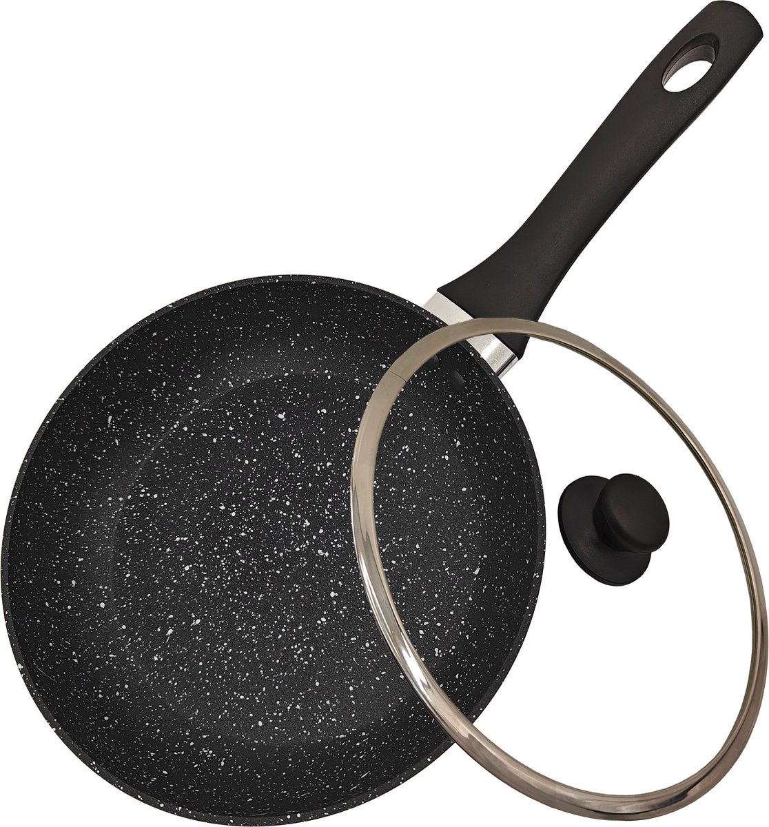 VolksKüchen Koekenpan 32 cm met Glasdeksel – PFAS Vrij – Inductie – Antiaanbak Pan