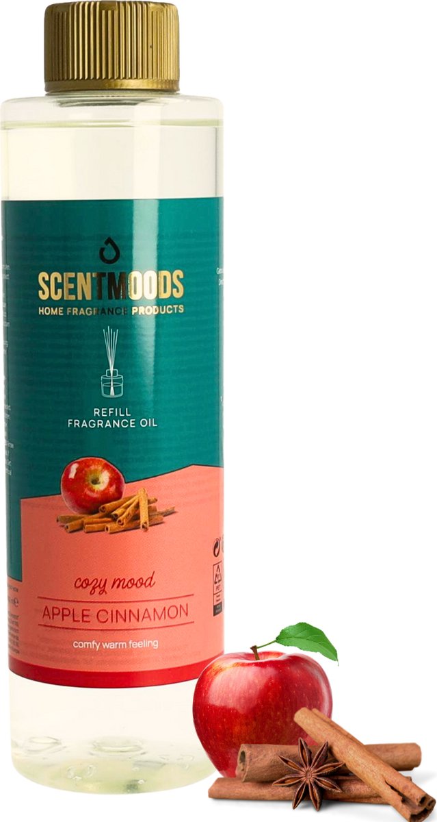Scentmoods Geurstokjes Navulling - Appel Kaneel - Geurverspreider - Luchtverfrisser - Huisparfum - 400ml