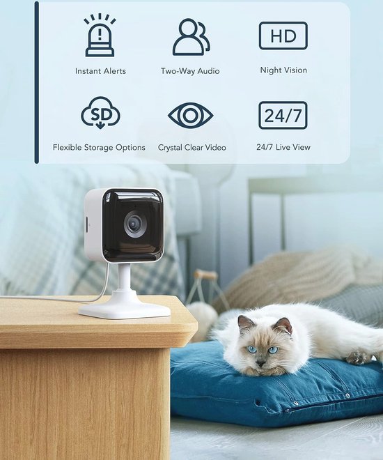 WiFi Bewakingscamera Binnen - 1080P met Nachtzicht, Bewegingsdetectie en 2-Weg Audio — afbeelding 2