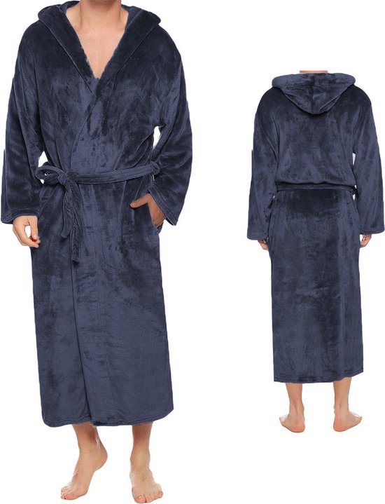 Sorprese Exclusive - Badjas - Maat S/M - Marine - Capuchon - Ultra Zacht en Warm - Microvezel - Badjas Heren - Badjas Dames - Sauna - Oeko-Tex Standard 100 - Cadeau