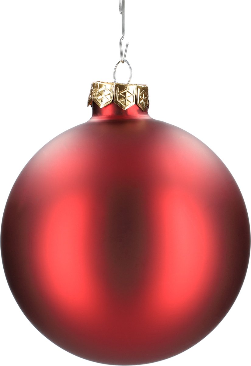Glazen kerstballen - Set van 4 stuks/100mm - Luxe kerst decoratie - Sfeervolle kerstversiering voor in de kerstboom - Glas - Dark Red Combi - Donkerrood – foto 8