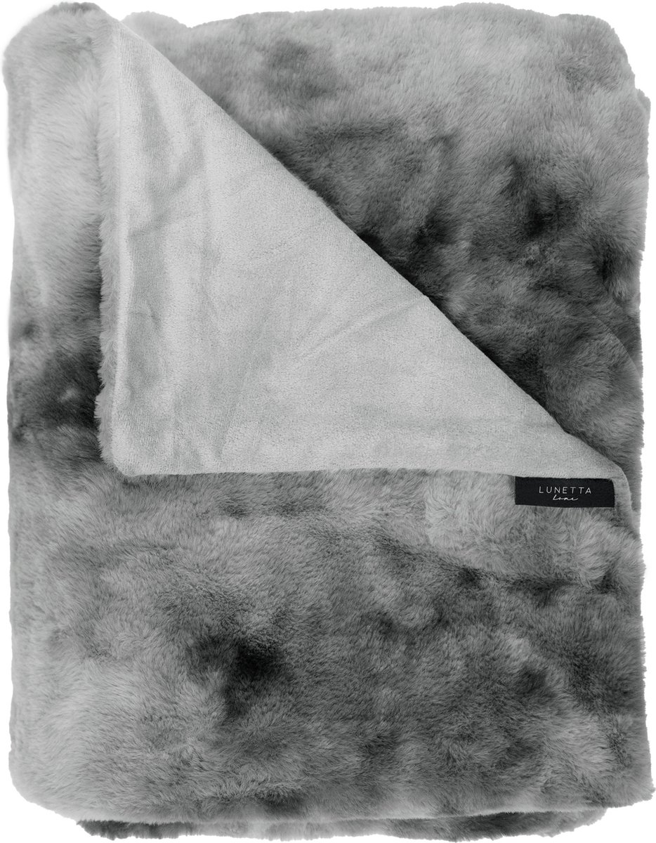 Lunetta Home Plaid - Fake Fur ( Bont ) - Florence - Grijs - 150x200 cm - Deken - Zware kwaliteit