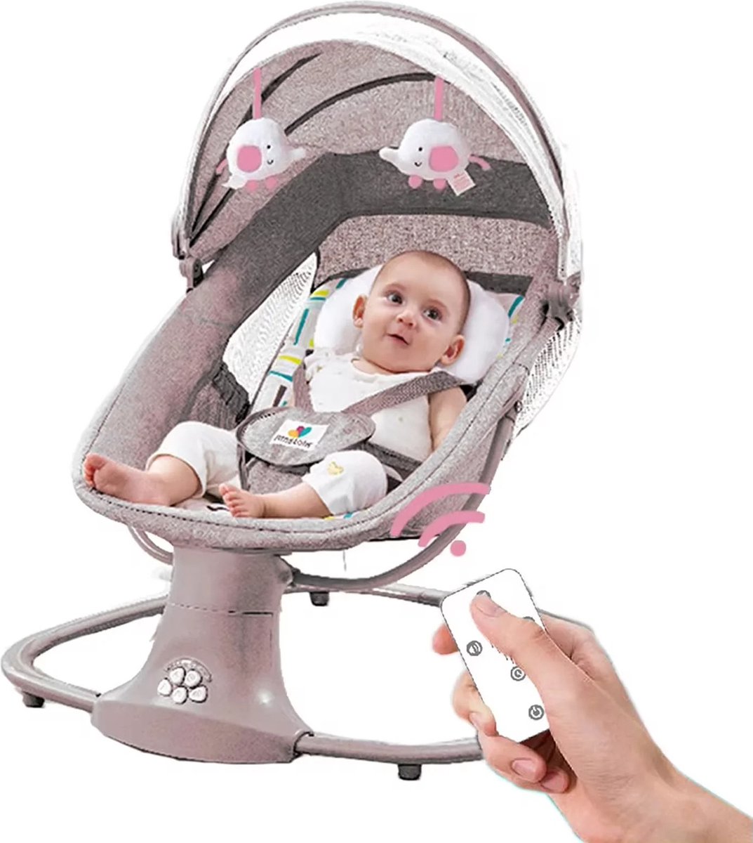 Goedkoopste EML STORE Baby Wipstoel - Baby Wiegstoel - Baby Schommelstoel - Elektrisch - Muziek - Afstandbediening - Roze