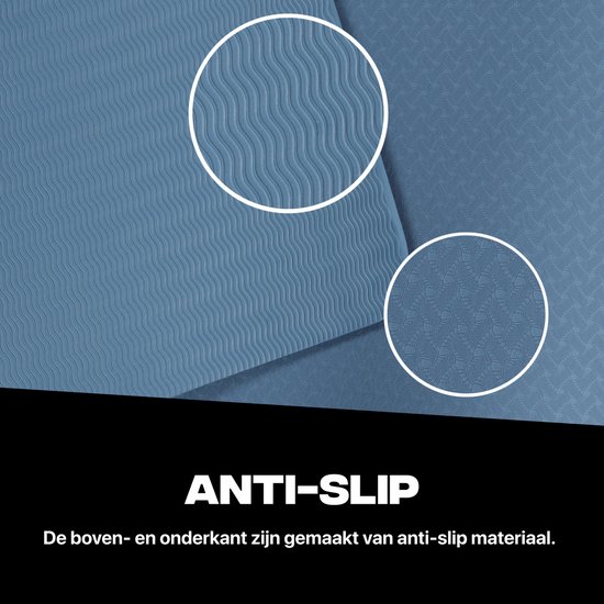 Rockerz Deluxe Yoga mat - Fitness mat - Sport mat - Yogamat anti slip & eco - Extra Dik - Duurzaam TPE materiaal - Incl Draagtas - Blauw