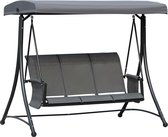Bol.com Outsunny - Schommelbank - 3-zits - met Zonnedak - 196 x 128 x 172 cm aanbieding