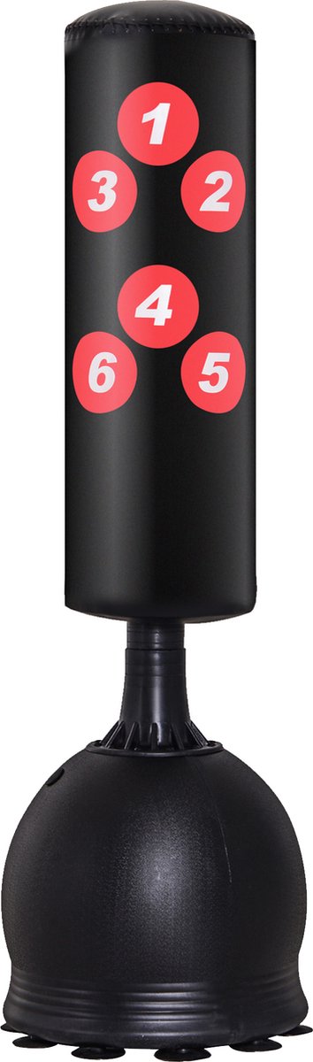 HOMCOM Staande bokszak bokspop bokspartner bokszak boksdummy training zwart A91-063