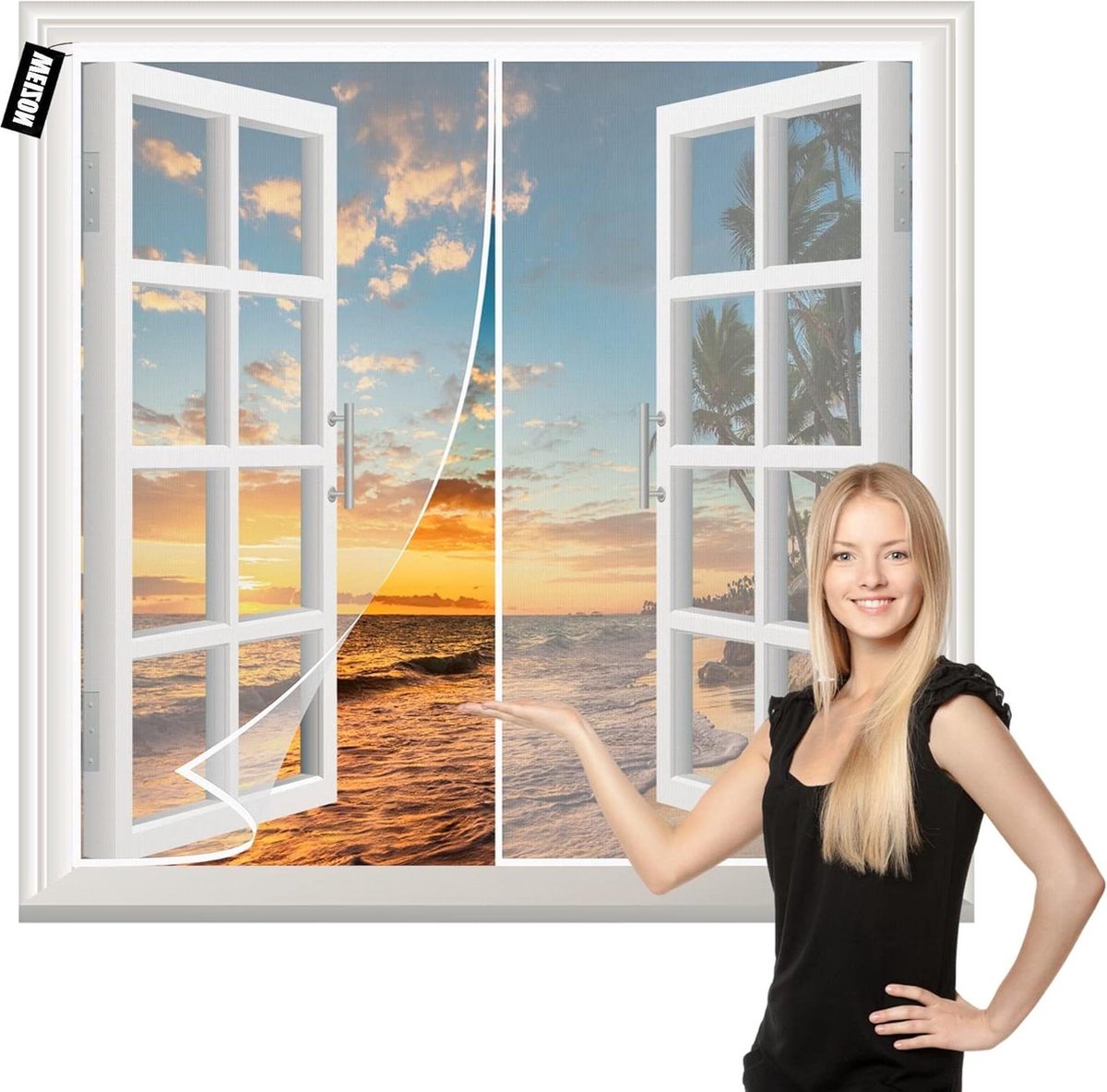 Klamboe voor raam 120x130cm - Wit - Automatisch magnetisch vliegennet - Eenvoudig te installeren - Geschikt voor alle deuren
