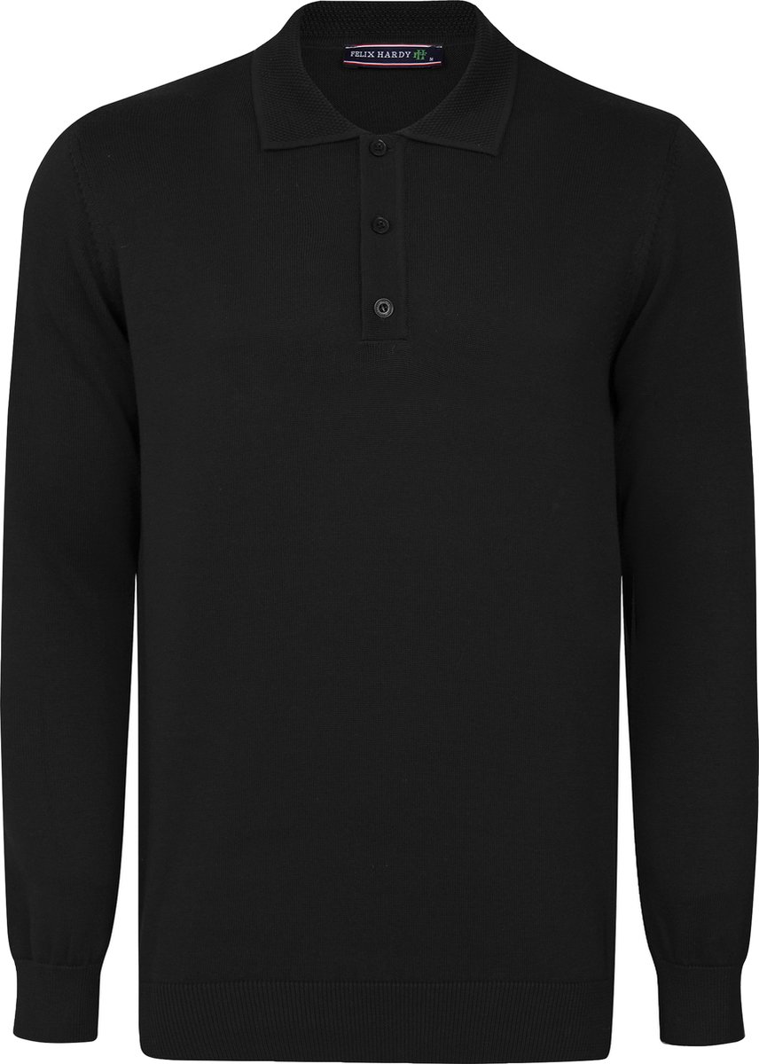 Felix Hardy Gebreide Polo Trui - Polo Kraag - Sweater - 100% Katoen Heren Zwart - M