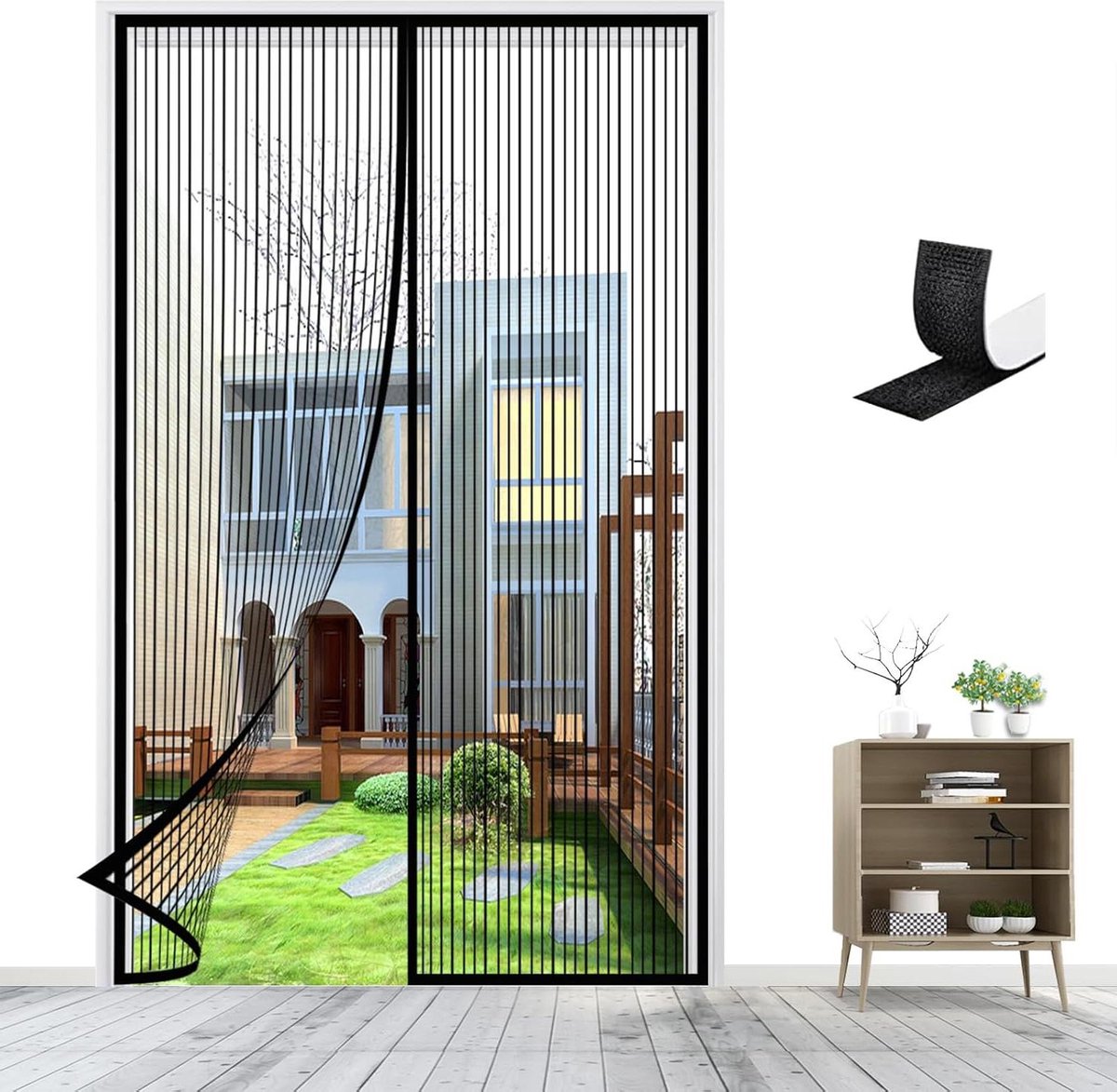 Magnetisch vliegengaas anti-muggengaas vlieggordijn automatisch sluitend handsfree gaasgordijn voor balkon woonkamer zwart 70 x 200 cm