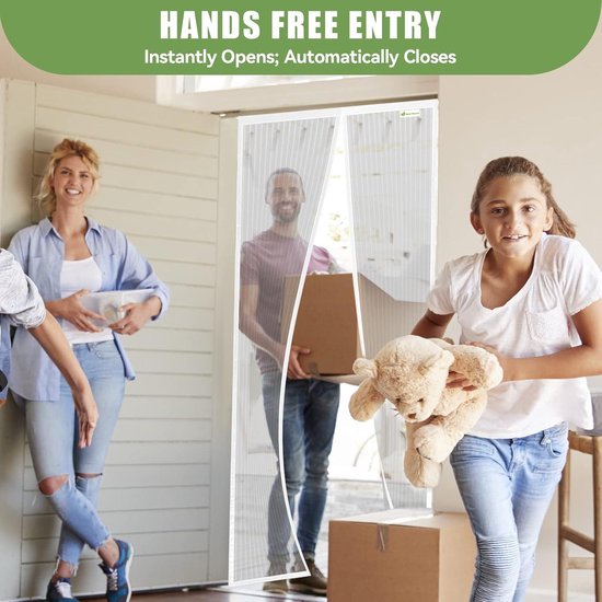 Magnetisch Horrengaas Voor Deur Of Raam - 110 X 285 Cm - Zonder Boren, Zelfsluitend - Zwart