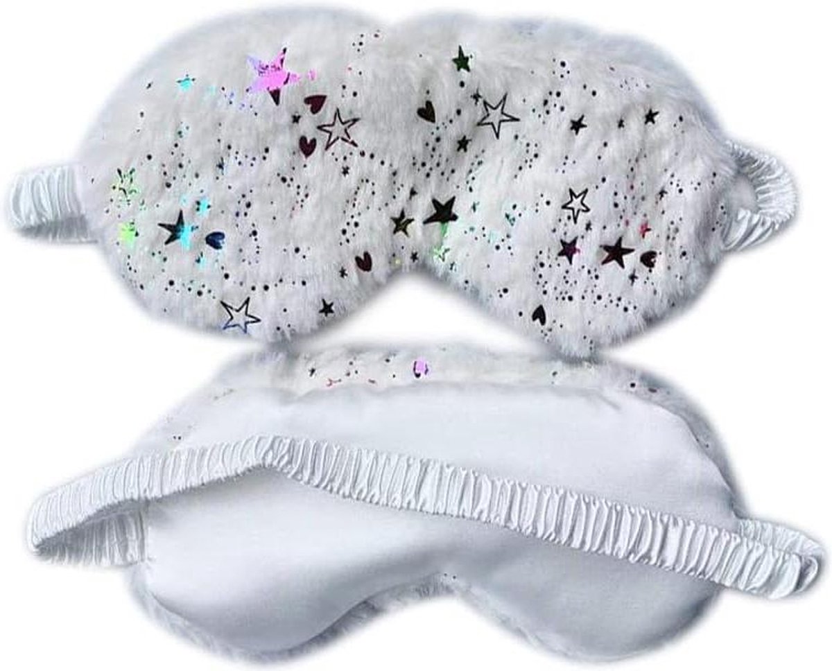 Schattig pluizig oogmasker - slapen reizen ademend - kinderen volwassenen - witte ster
