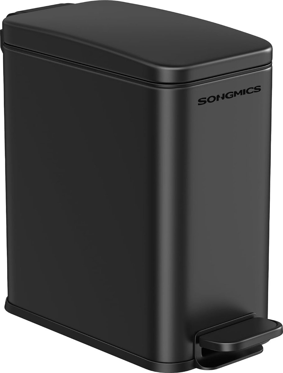 Goedkoopste FurnStar - Pedaalemmer - Badkameremmer - kleine afvalbak van 10 liter met deksel - pedaalemmer - slank voor kleine ruimtes - staal - soft close - zwart