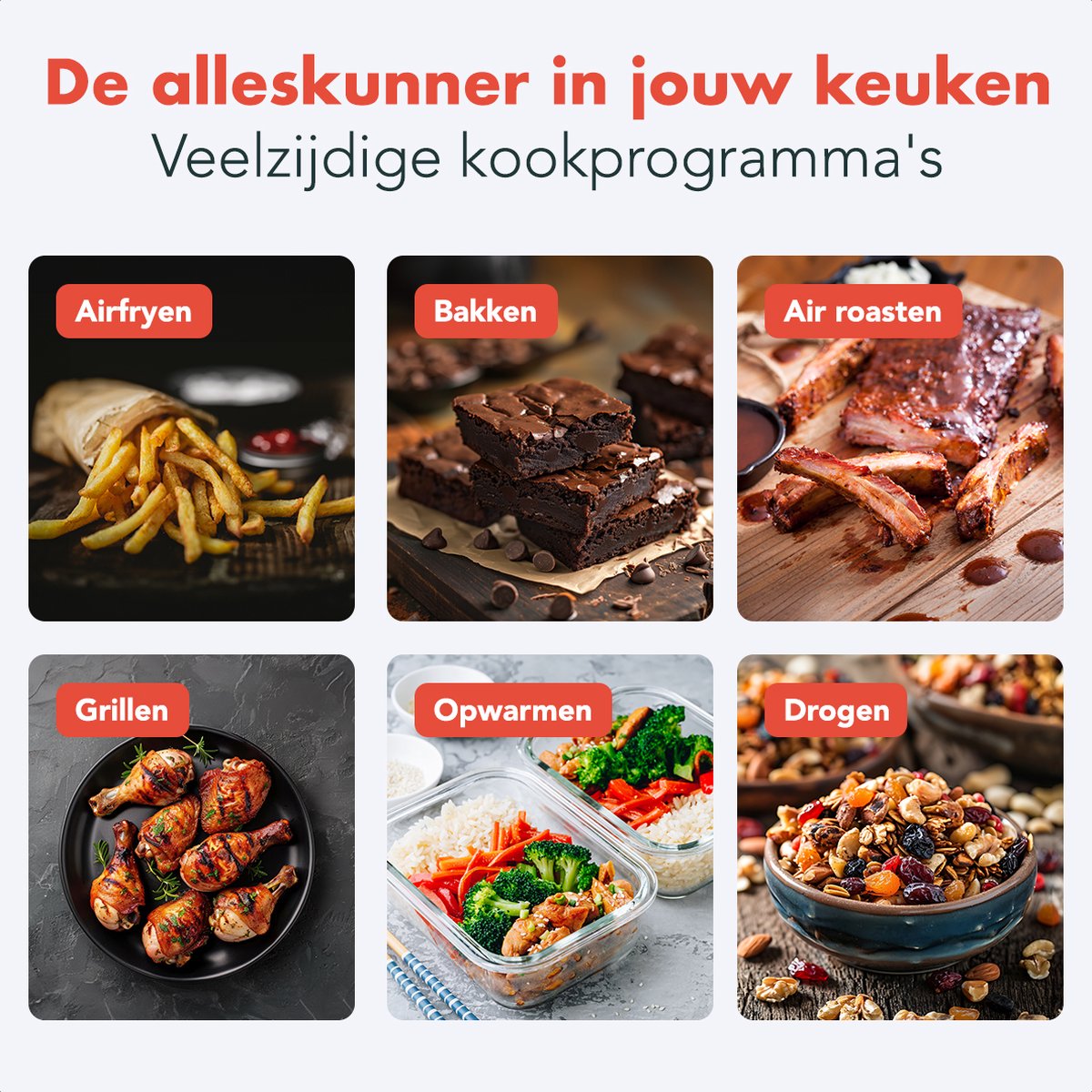 KitchenBrothers Airfryer XL met Dubbele Lade - 5L - Zwart - afbeelding 3