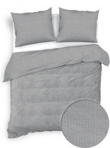 dekbedovertrek en velours doux côtelé gris - 240x200/220 (lits jumeaux) - sommeil super agréable - aspect élégant - qualité luxueuse