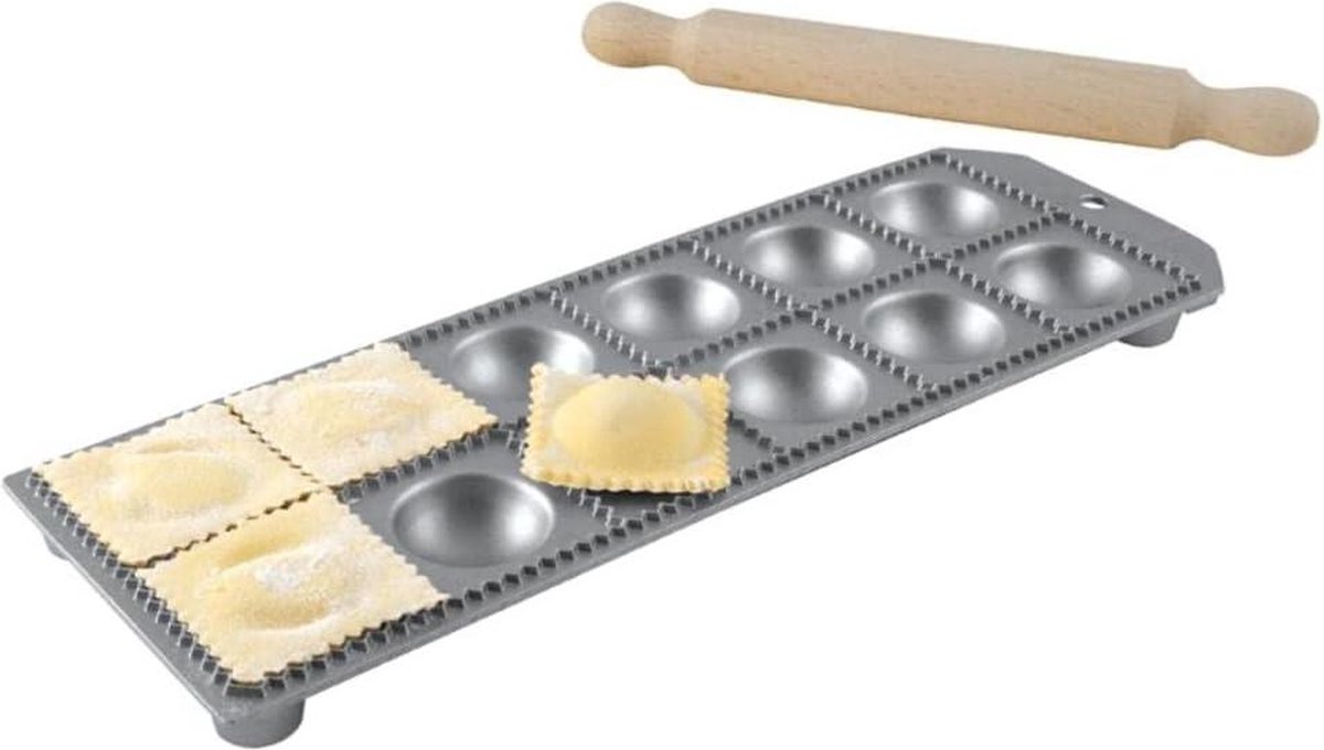 12-gaats ronde Ravioli Maker met deegroller van aluminium Pasta Maken