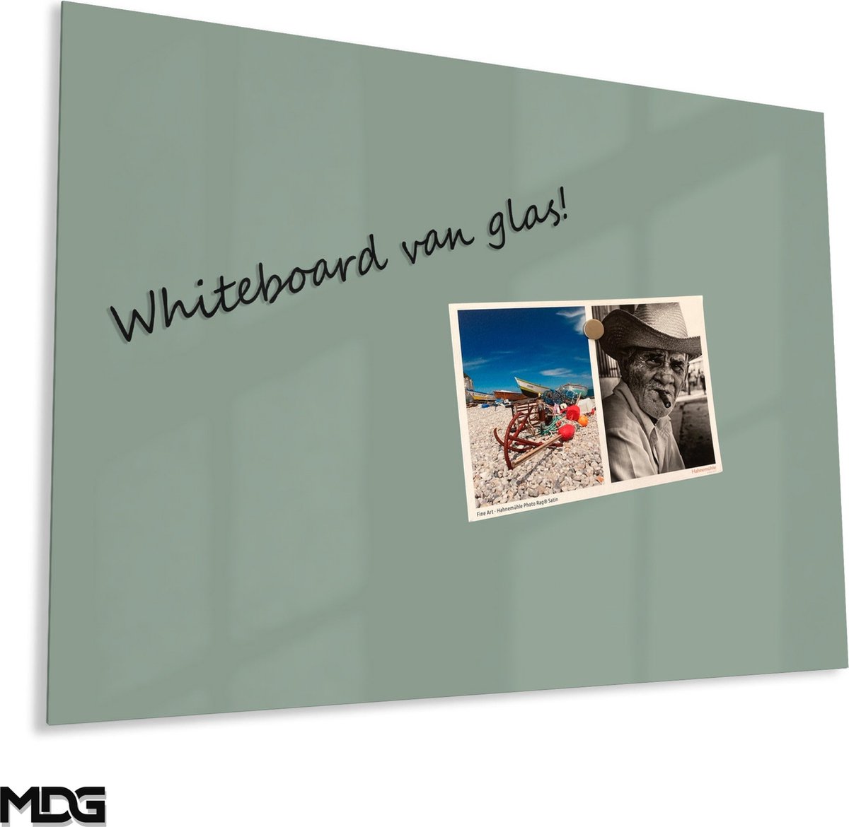 Mydesignglas Glazen Whiteboard - Gehard Glas - Magneetbord - Memobord - Magnetisch - Krasbestendig - Frameless - 60x40cm - Olive Velvet