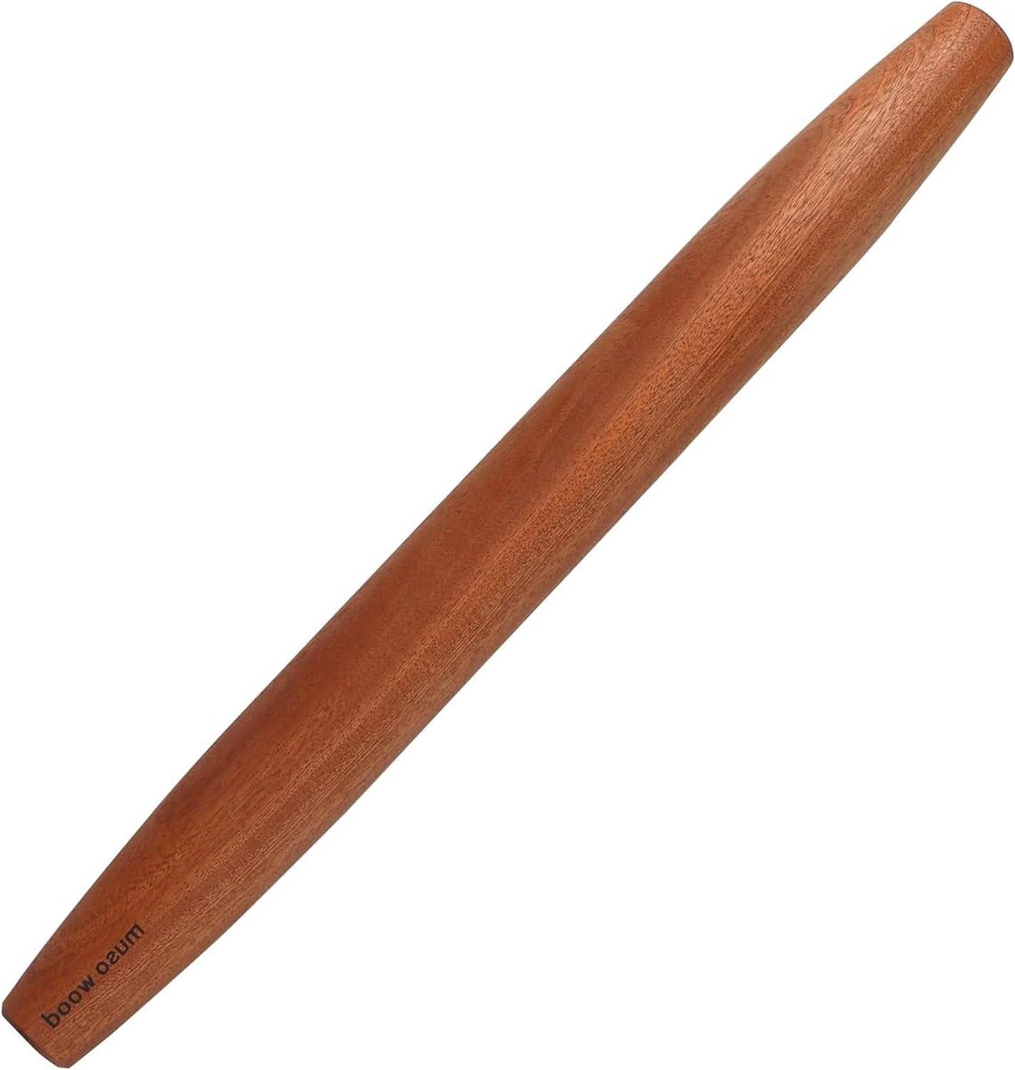Deegroller van sapelehout voor pizza en tortilla's met conisch uiteinde 45 cm