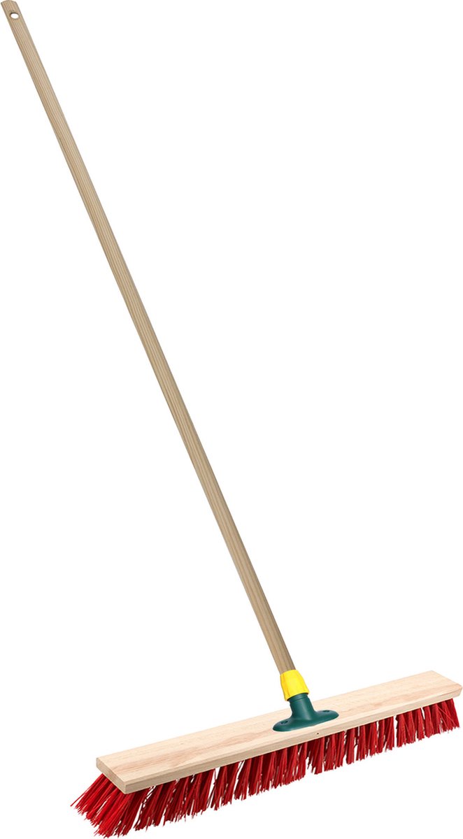 Goedkoopste Brumag Straatbezem/buitenbezem - hout/kunststof - steel 129 cm - borstelkop breed 50 cm - rood - met steelhouder