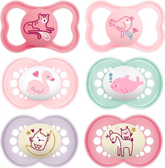 nip - Butterfly Night | 0-6 maanden | 2-pack | Stijlvriendelijke, tandvriendelijke babyfopspeen met lichtknop incl. fopspeenbox. Duurzame fopspeen met