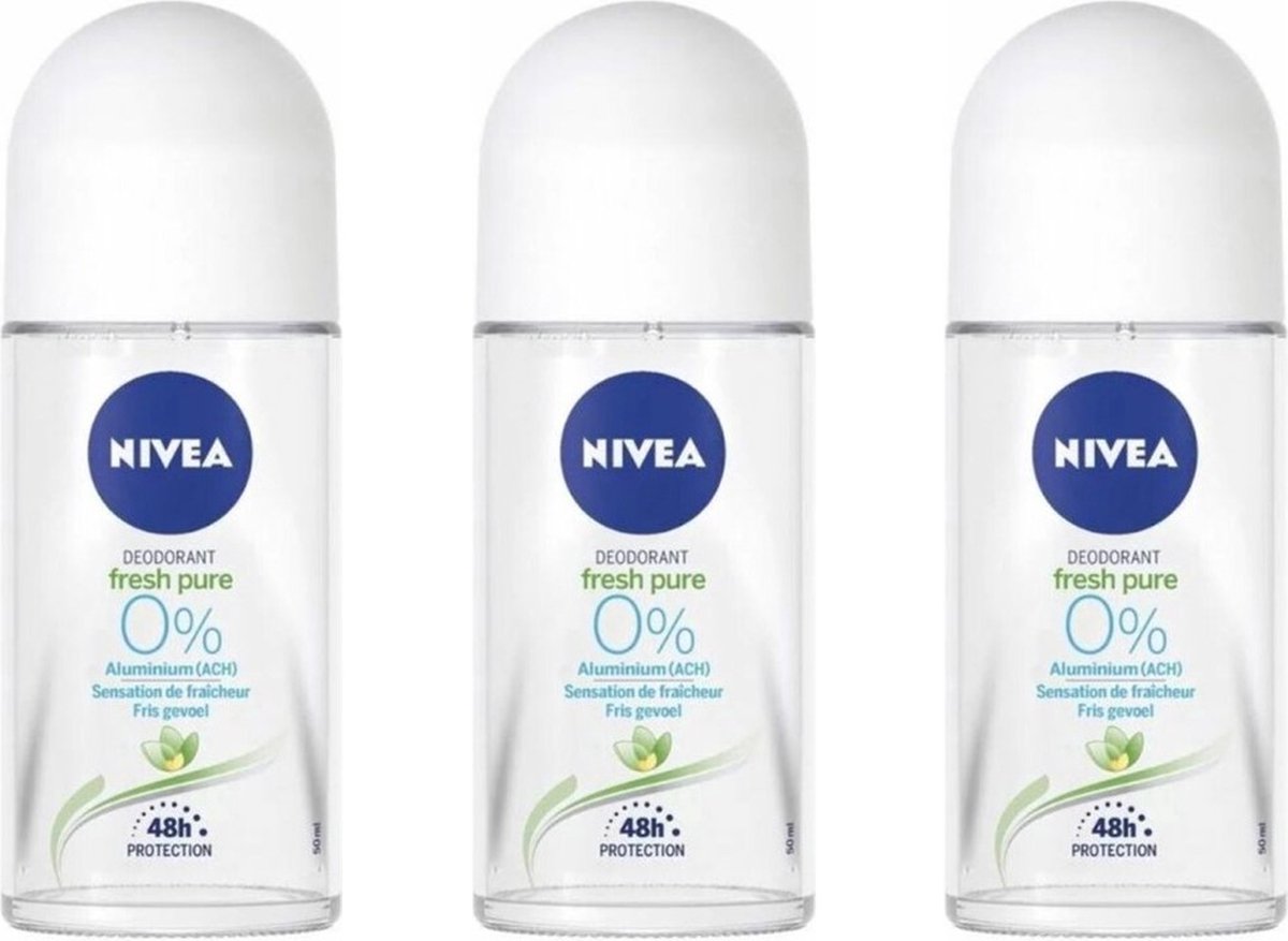 Goedkoopste Nivea Deodorant Roller Pure & Natural Jasmine - 3 x 50 ml - Voordeelverpakking