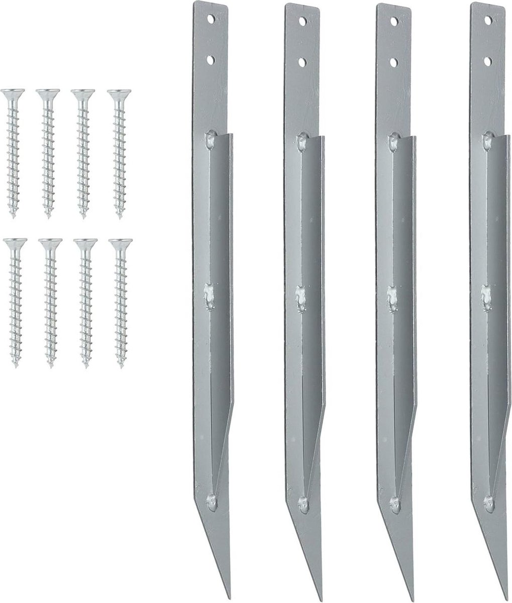 Grondankers voor schommels - veilige verankering voor speeltoren en rozenboog - 4-pack met schroeven