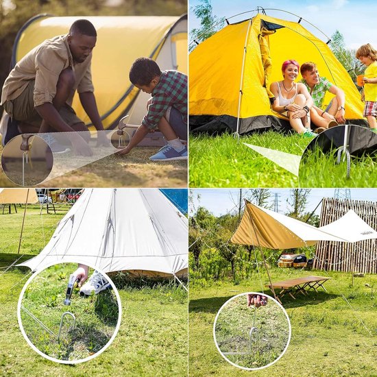 Toopify Lot De 12 Piquets D'armature De 30,5 Cm, Crochets En J Galvanisés, Piquets De Tente En Acier Antirouille Pour Clôture De Jardin, Argenté