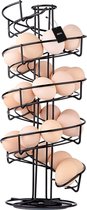 BOTC Panier à œufs - Support à œufs - Porte-œufs - Stockage des œufs - Rotatif - Gain de place - Acier inoxydable - Zwart