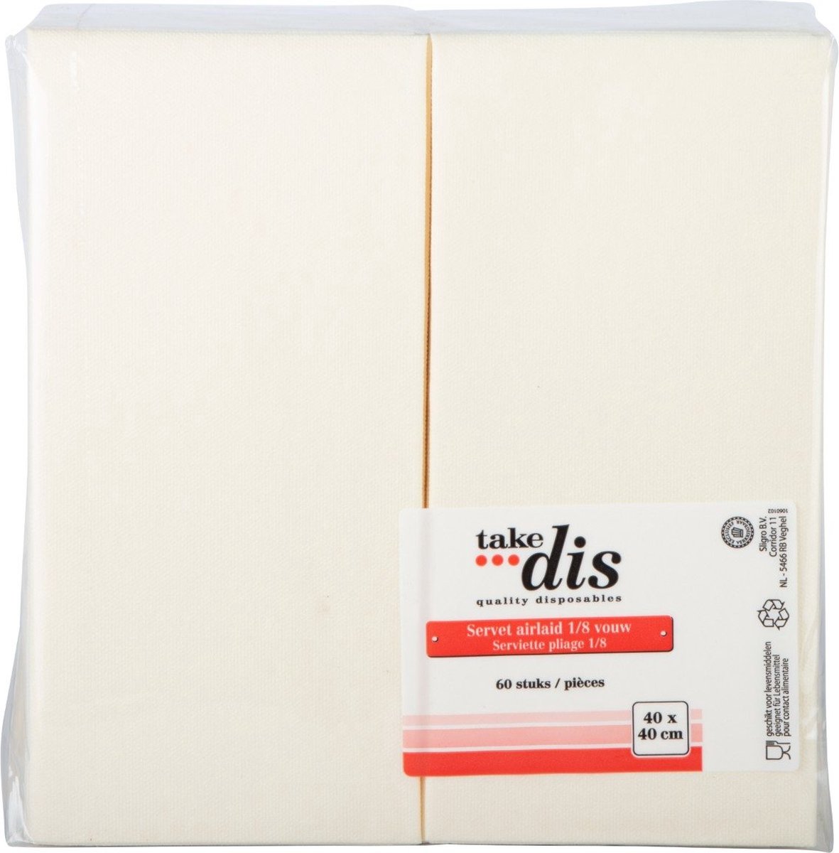 Servetten 1/8 V buttermilk 40 x 40 cm 60 servetten