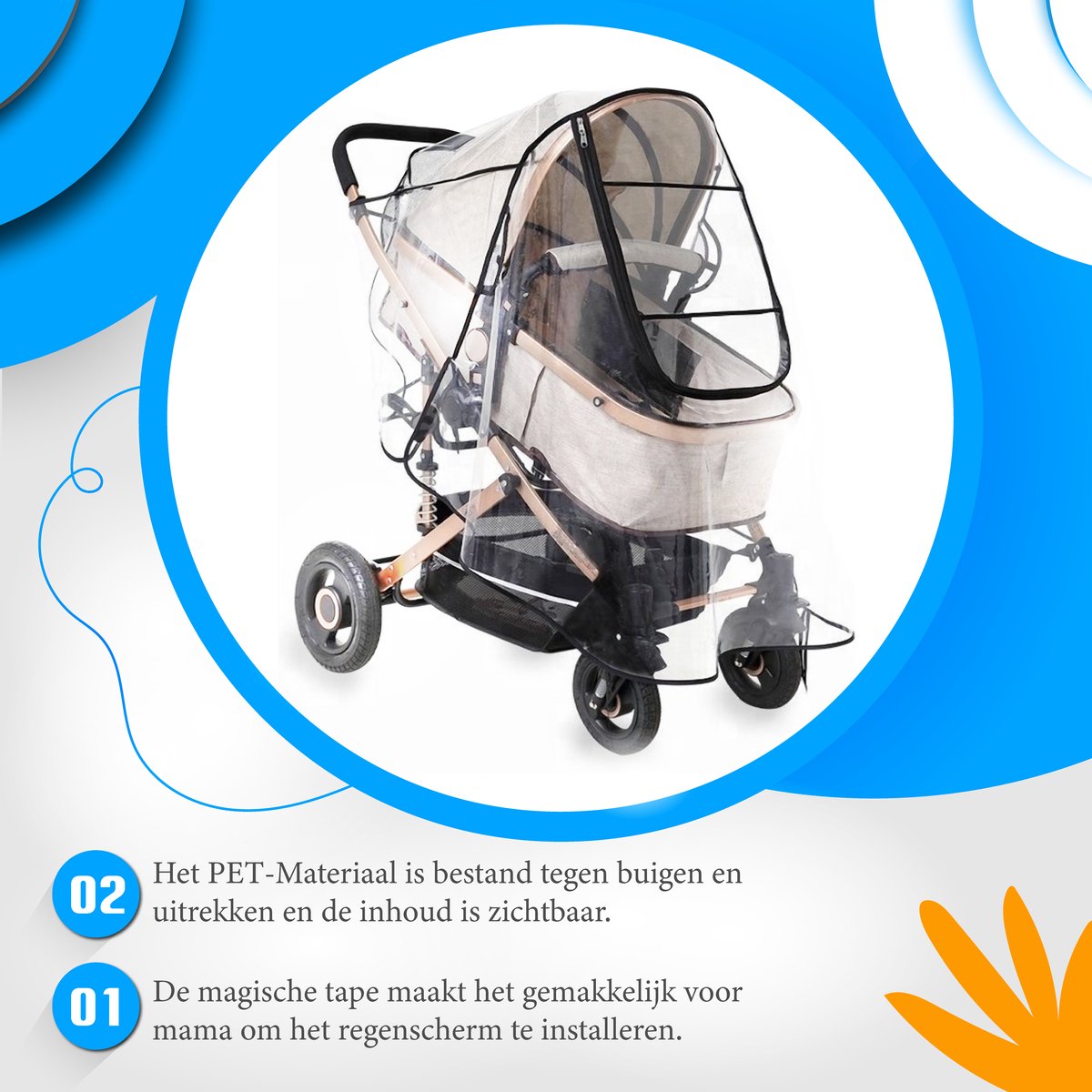 Achilles® Universele Regenhoes Kinderwagen – Buggy Hoes Universeel – Tegen Regen & Miezer – foto 5