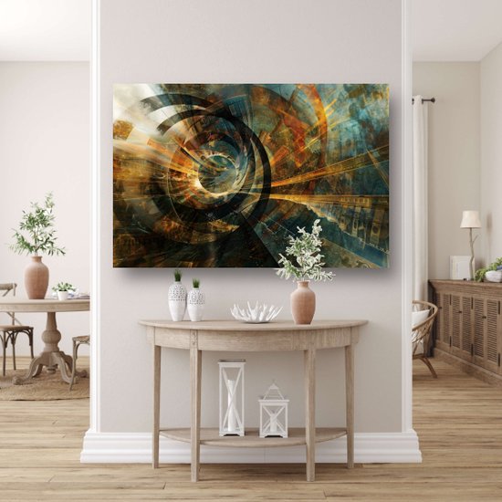 Geld glasschilderij - Economie wanddecoratie - Glas schilderijen Tunnel - Wanddecoratie modern - Plexiglas - Decoratie woonkamer acrylglas 60x40 cm