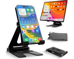 Serve Telefoon Standaard XL - Aluminium Houder voor Mobiel & Tablet - Telefoonhouder Bureau - Inklapbare Telefoonstandaard TTH105 - Zwart