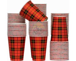KURTT 1000 stuks 7oz/180ml, Koffiebekers to go koffiebeker karton 'schotse ruit' Drinkbeker - Koffiebeker - Kartonnen Beker, Kartonnen Beker - Wegwerpbeker - Papieren Beker - Topkwaliteit - Lekvrij !