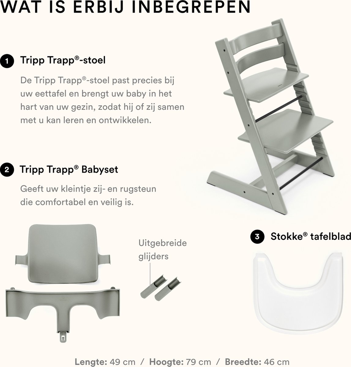 Stokke Tripp Trapp-kinderstoel (Glacier Green), Stokke-dienblad (wit) thumbnail 5