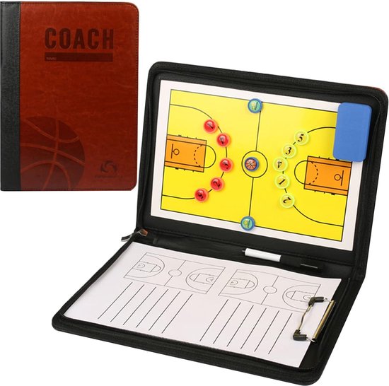 Magnetisch Tactisch Bord Basketbal - Coachingsbord met Stift, Magneten, Wisser - Tactische Markerborden voor Basketbaltraining en Voorbereiding op Wedstrijden