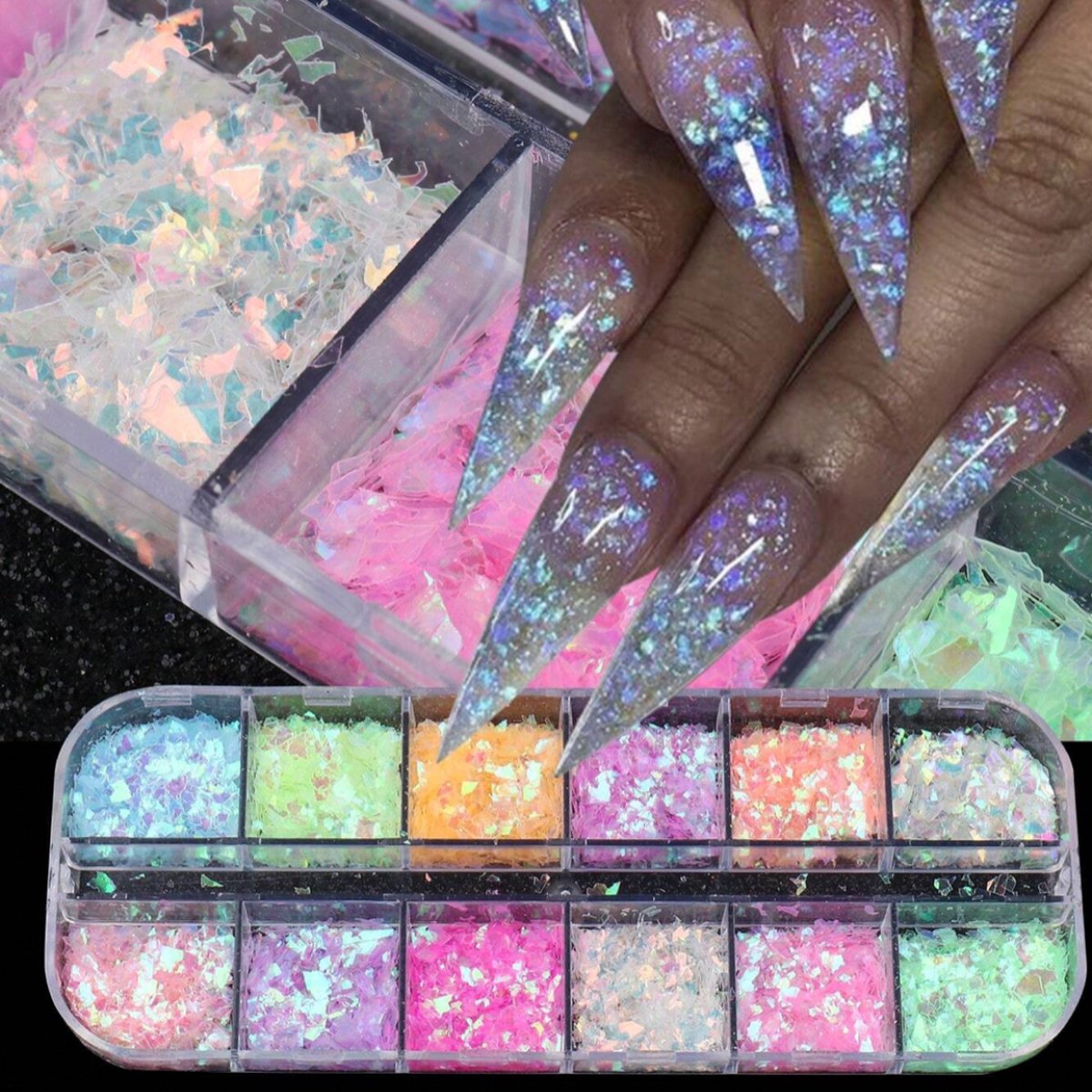 Goedkoopste GUAPÀ® Nagel Glitters | Nail Art | 12 Delige Neon Vlokken voor nagels | Acryl Nagels | Gel Nagels | Gellak | Nagelstickers | Nagel Strass | Nail Art Vlokken 12 diverse kleuren Neon