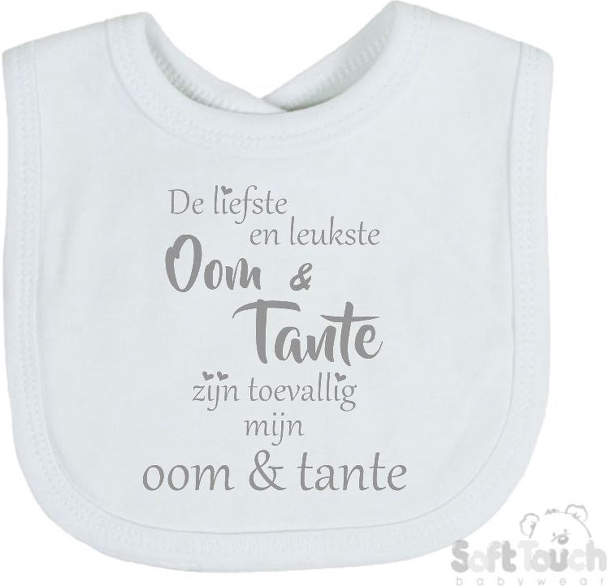 Goedkoopste Soft Touch Slabber Slabbetje Slab De liefste en leukste Oom & Tante zijn toevallig mijn Oom & Tante Unisex Katoen Wit/grijs Maat 33x22 Cm