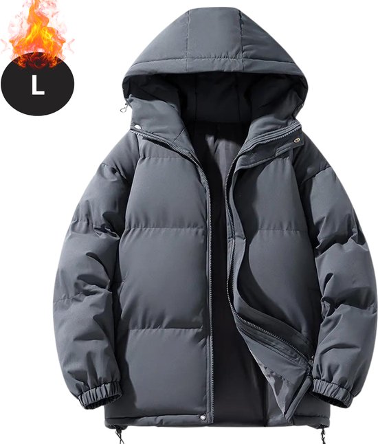 Nivard Veste d'hiver - Parka - Homme - Hiver - Veste - Adulte - Élégant - Avec capuche - Veste matelassée - Gris foncé - L