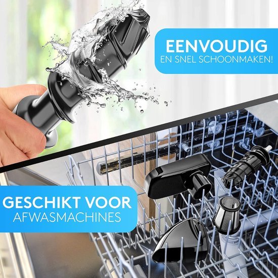 3 in 1 Sapcentrifuge - Groenten en Fruit - Slowjuicer - Blender - Vaatwasser Bestendig - Met Bortel en Kan - eBook - Roestvrij Staal - Zwart van TurboTronic — afbeelding 4