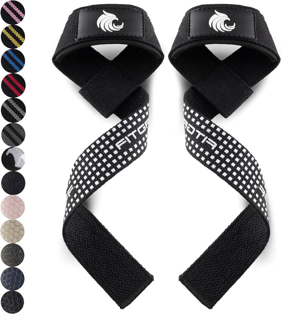 Gewatteerde Lifting Straps - Polsbanden Fitness voor Gewichtheffen Deadlift Krachttraining - Heren en Dames - Zwart-Wit Siliconen - Standaard (pols boven 16 cm) fitness straps