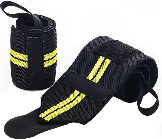 Sangles de levage professionnelles avec Boulons/Vis métalliques – Musculation pour Crossfit Powerlifting Fitness – Rayé jaune – 2 pièces de sangles de fitness