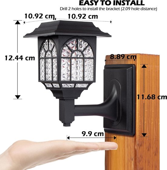 LeiDrail Solar Fence Lights Solar Lights Outdoor Garden LED Outdoor Wall Lights Solar Powered Waterproof Decor for Patio Yard Deck Warm White 4 Pack