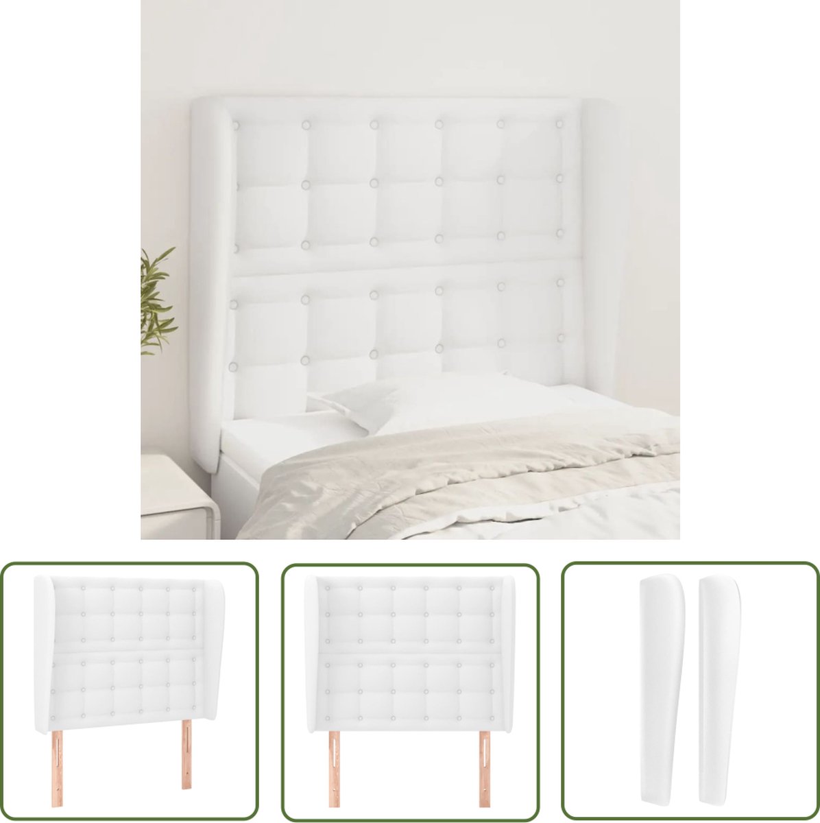 The Living Store Hoofdeind - Bedaccessoires - 93 x 23 x 118/128 cm - Kunstleer