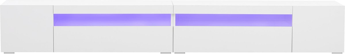 Merax Modern TV Meubel 240 cm – Wit – TV Kast met Variabele LED-Verlichting en Opbergruimte – Geschikt voor TV’s tot 49 Inch
